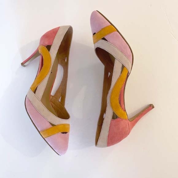 NINA ORIGINALS MULTICOLORED SUEDE HEELS - Picture 3 of 9